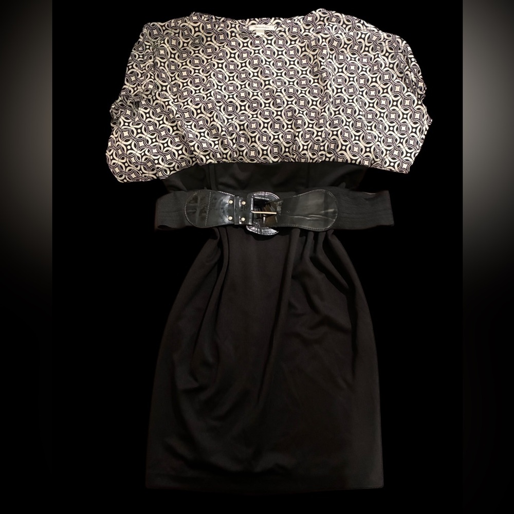 Dressbarn Black and White Geometric Dress